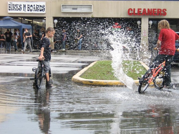 Skid, splash, shower...