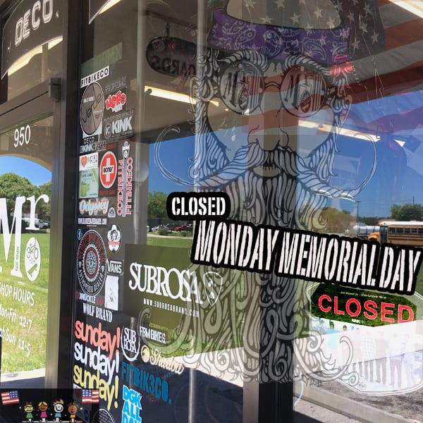 Closed Memorial Day Monday only