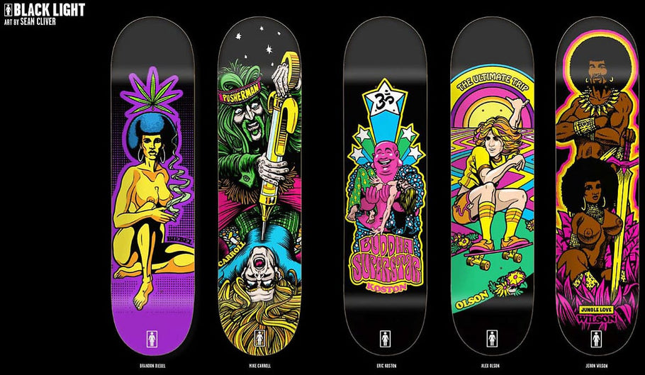 NEW Girl Skateboards Blacklight Series decks