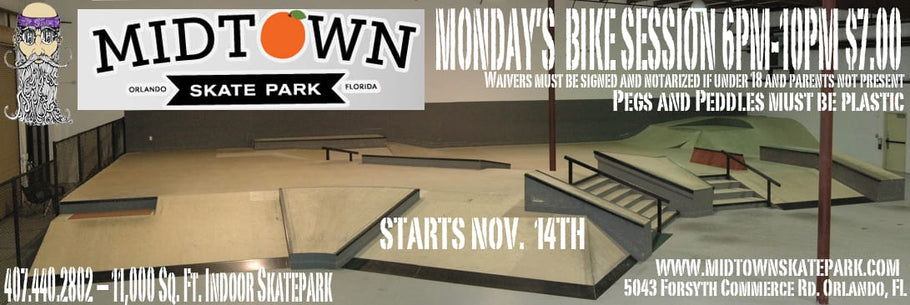 TONIGHT!!! Bike Session  Mondays at Midtown skatepark