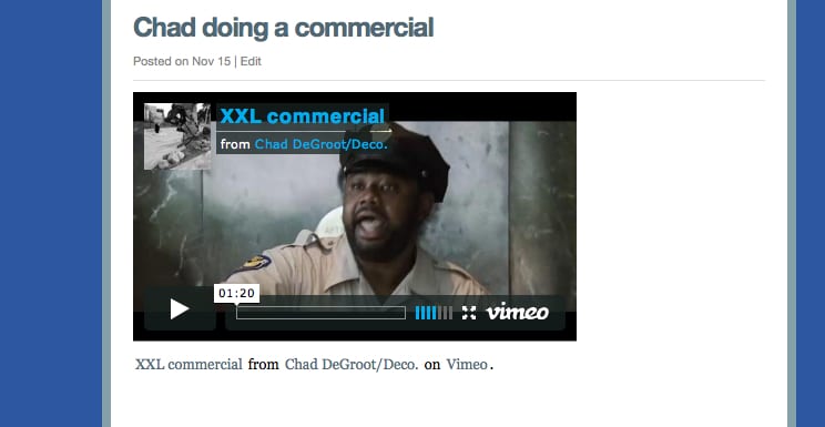 Chad DeGroot  XXL commercial