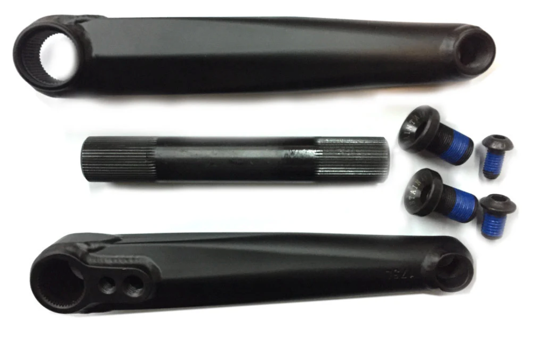 BLACK CRANK SET BMX WITH SPINDLE AND BOLTS