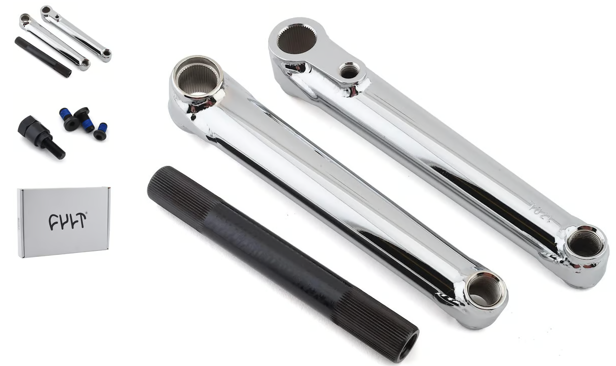 CULT BMX CRANK SET CHROME WITH SPINDLE AND TOOL 170MM CHROME
