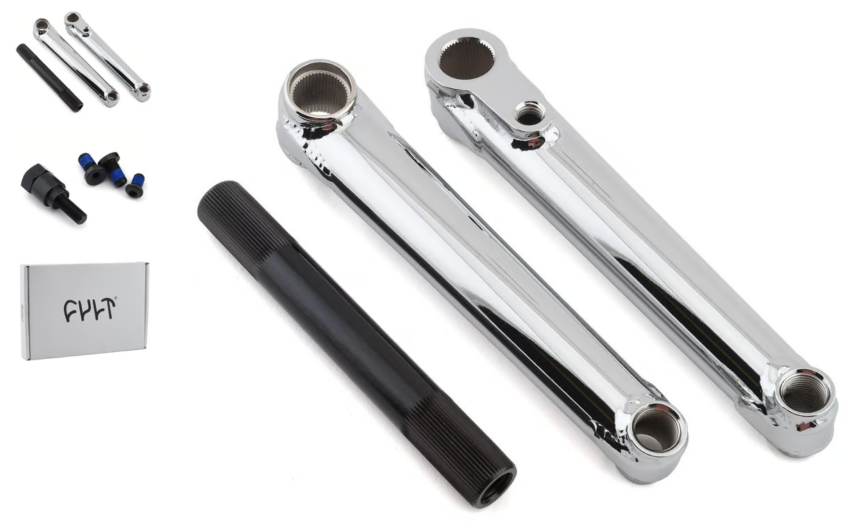 CULT CHROME CRANK SET WITH SPINDLE AND CRANK PULLER TOOL