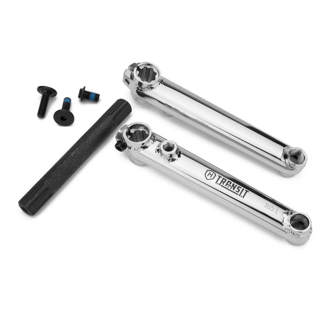 MISSION TRANSIT 165MM CHROME 19MM SPINDLE CRANK SET BMX RHD/LHD